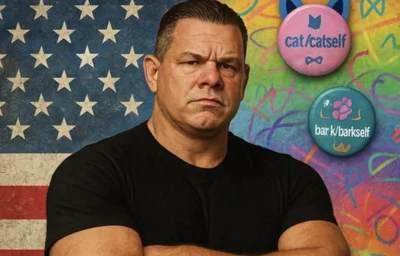 Antioch Township Republican Committeeman Mike “Mickey” Scornavacco from the cover of his book Litterbox Nation.