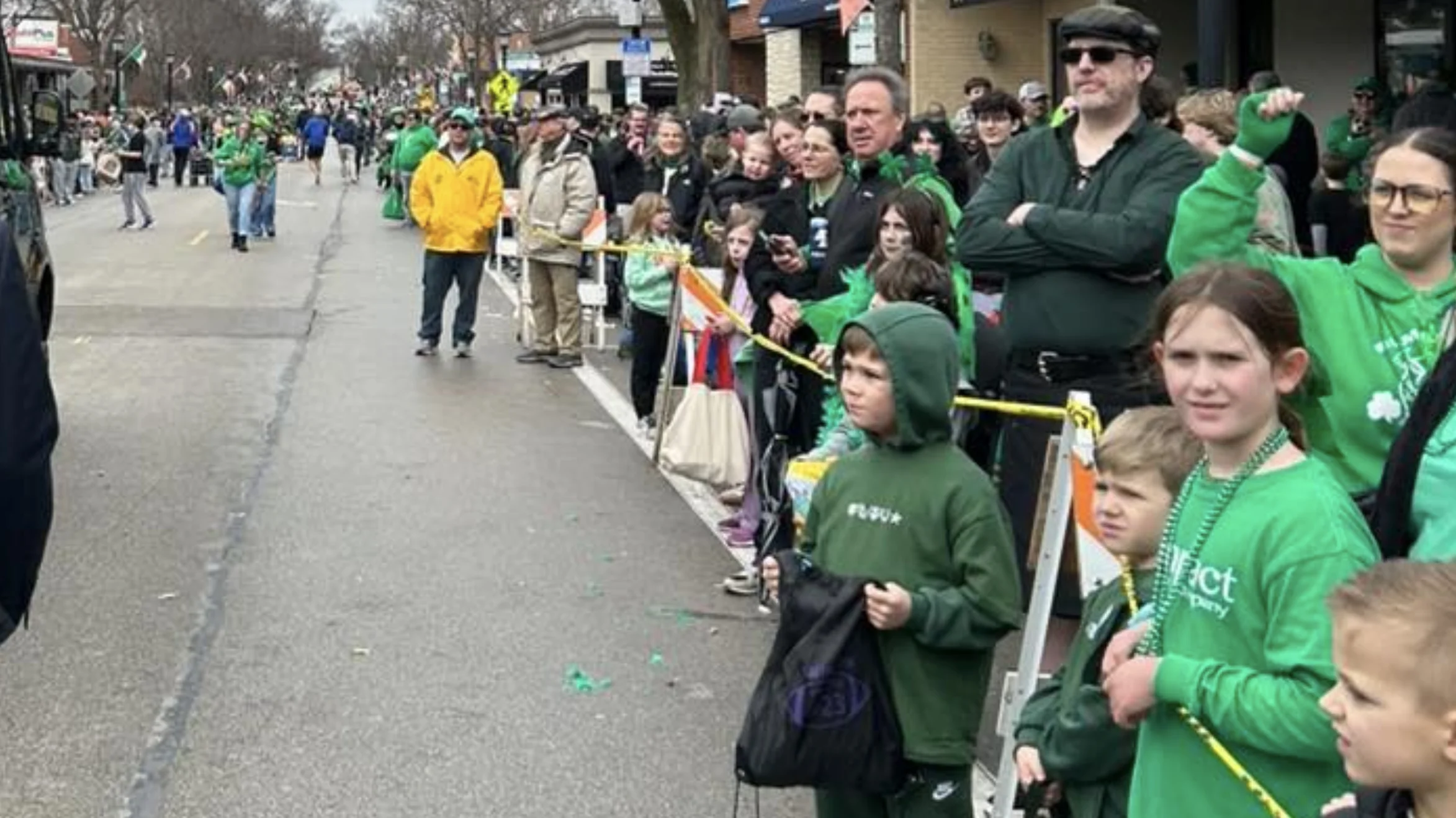 Parade-goers line the route during the Elmhurst St. Patrick’s Day Parade on March 7, 2026, in Elmhurst, as crowds gather downtown for the annual community celebration ahead of Saint Patrick’s Day. Parade-goers line the route during the Elmhurst St. Patrick’s Day Parade on March 7, 2026, in Elmhurst, as crowds gather downtown for the annual community celebration ahead of Saint Patrick’s Day.