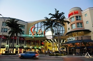 Medium shops at sunset