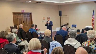 Ted Dabrowski pictured at the Restore Our Constitution meeting - Decatur Conference Center, 10/28/25