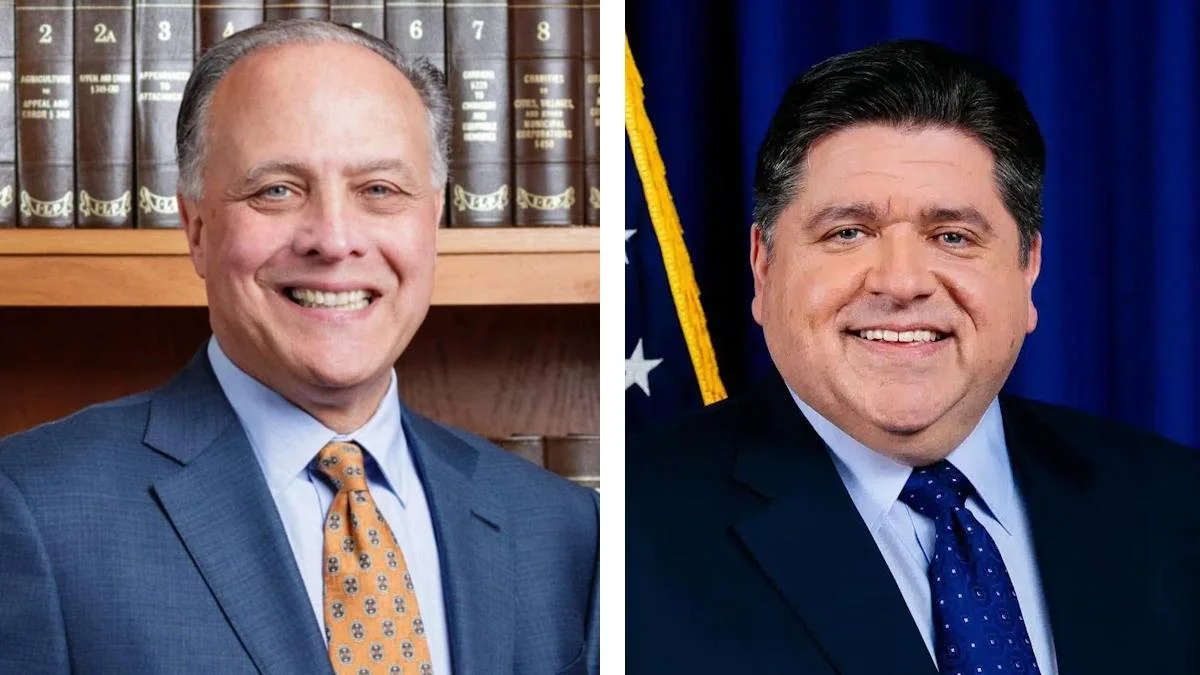 Burr Ridge Mayor Gary Grasso (pictured left), Illinois. Gov. J.B. Pritzker