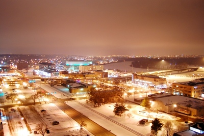Medium moline at night aerial