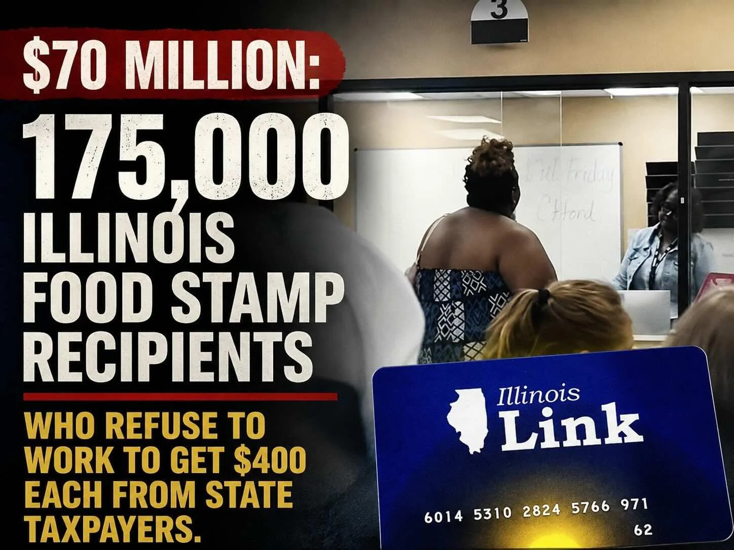 Illinois' 175K food stamp recipients who refuse to work set to get $400 each from state taxpayers