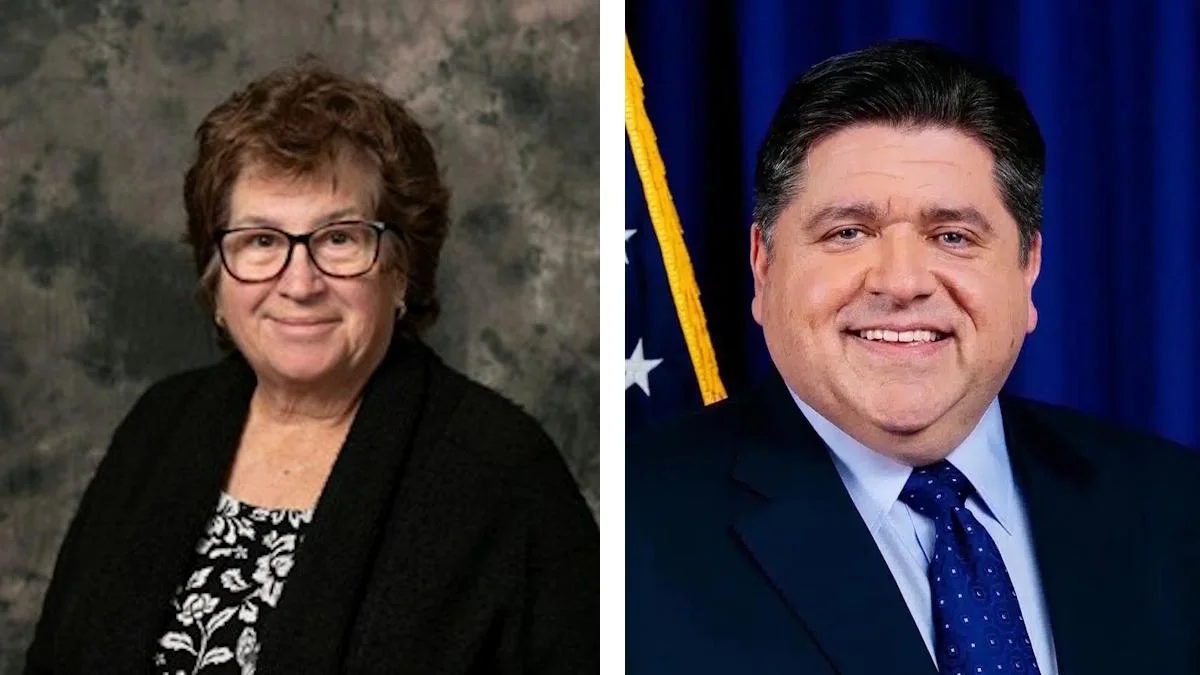 Village of Wayne Mayor Eileen Phipps (pictured left), Illinois Gov. J.B. Pritzker