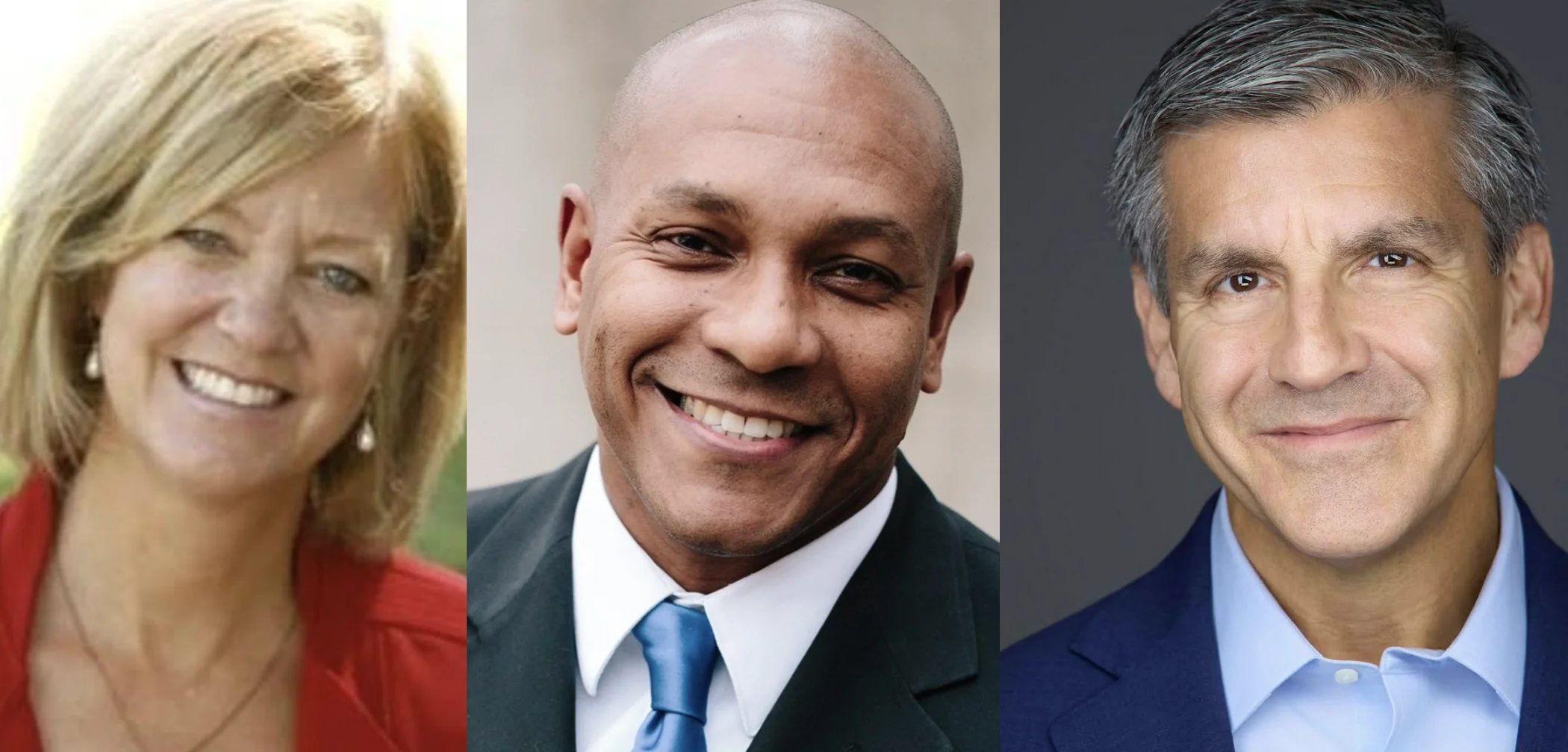 Jeanne Ives (left), Champaign County Clerk Aaron Ammons (center), and gubernatorial candidate Ted Dabrowski (left).