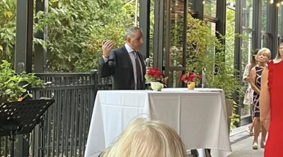 Joe Abraham speaks at the Concerned Parents of Illinois event on Sept. 11, sharing the story of his daughter Katie’s death and calling for immigration reform.