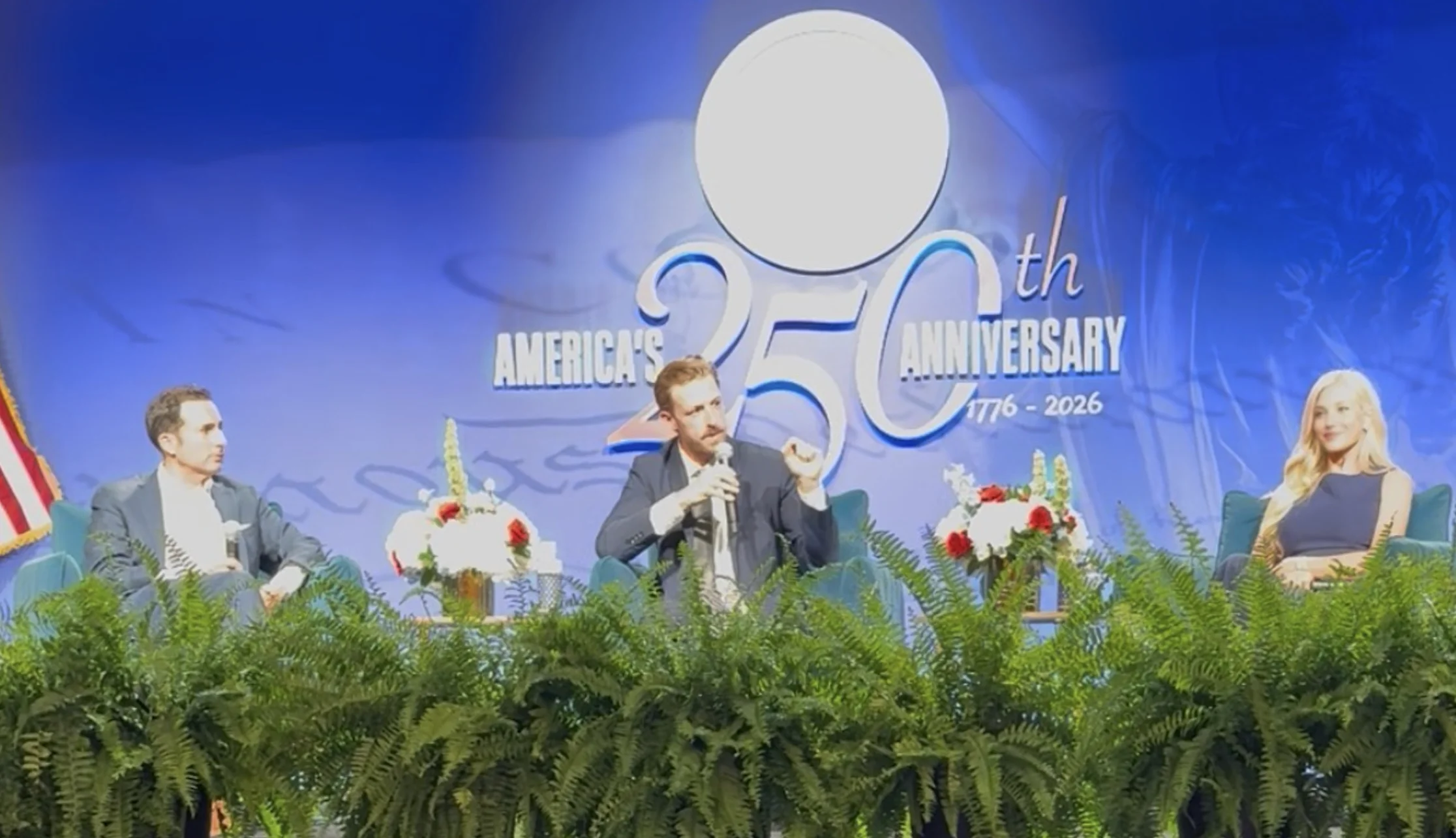 Michael Bekesha (left), Ryan Walters (center) and Kristina McCloy (right) speak on parental rights and education policy at the 2026 Judicial Watch Conference in Miami.