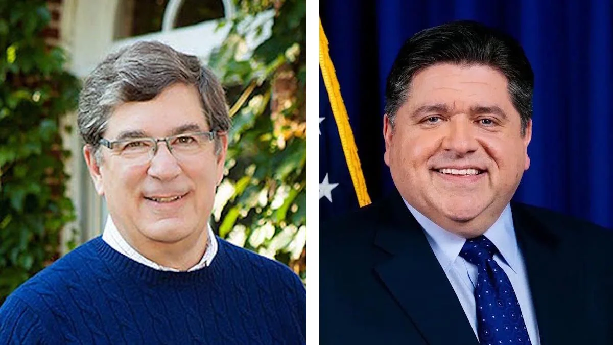 Wheaton Mayor Phil Suess (pictured left), Illinois Gov. J.B. Pritzker