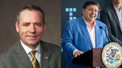 Kevin Coyne (Left), Governor Pritzker (Right)